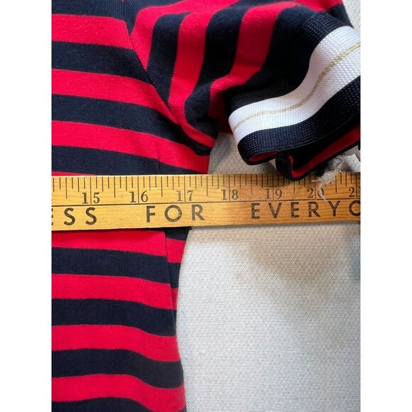 Tommy Hilfiger Women Crew Neck T-Shirt Bow Sleeve Stretch Red Blue Stripe Casual - Picture 10 of 12